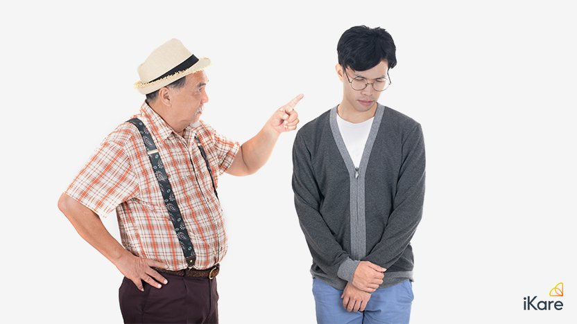 Elderly man blaming young people